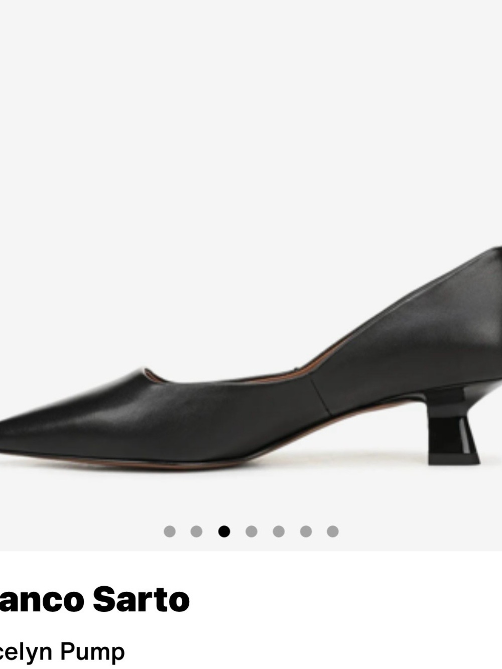Franco Sarto Jocelyn Black Kitten Heel Pointed Toe Pumps. Like New!
